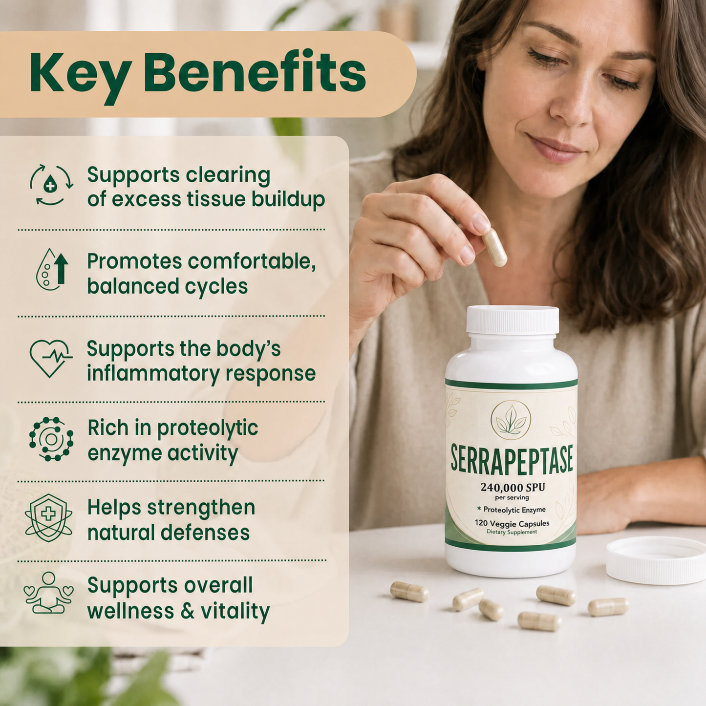 Serrapeptase 240,000 SPU - 120 Capsules